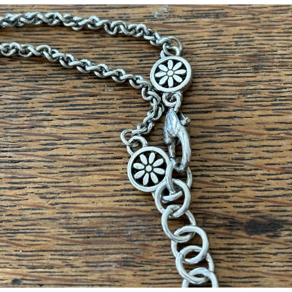 Brighton Reversible Flower Pendant Necklace Crystals Vintage - Picture 5 of 6